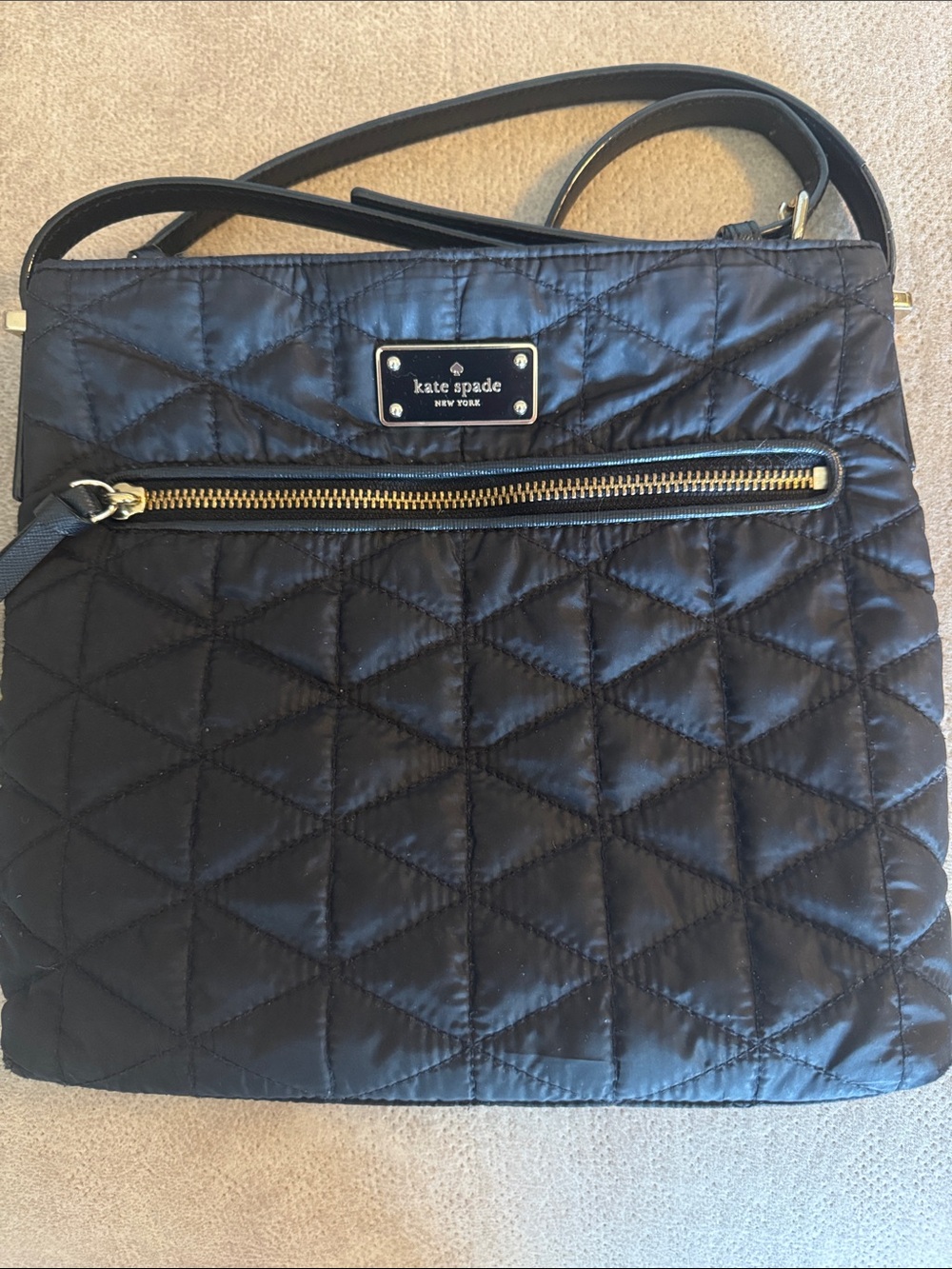 kate spade Black Quilted Crossbody with Gold Hardware